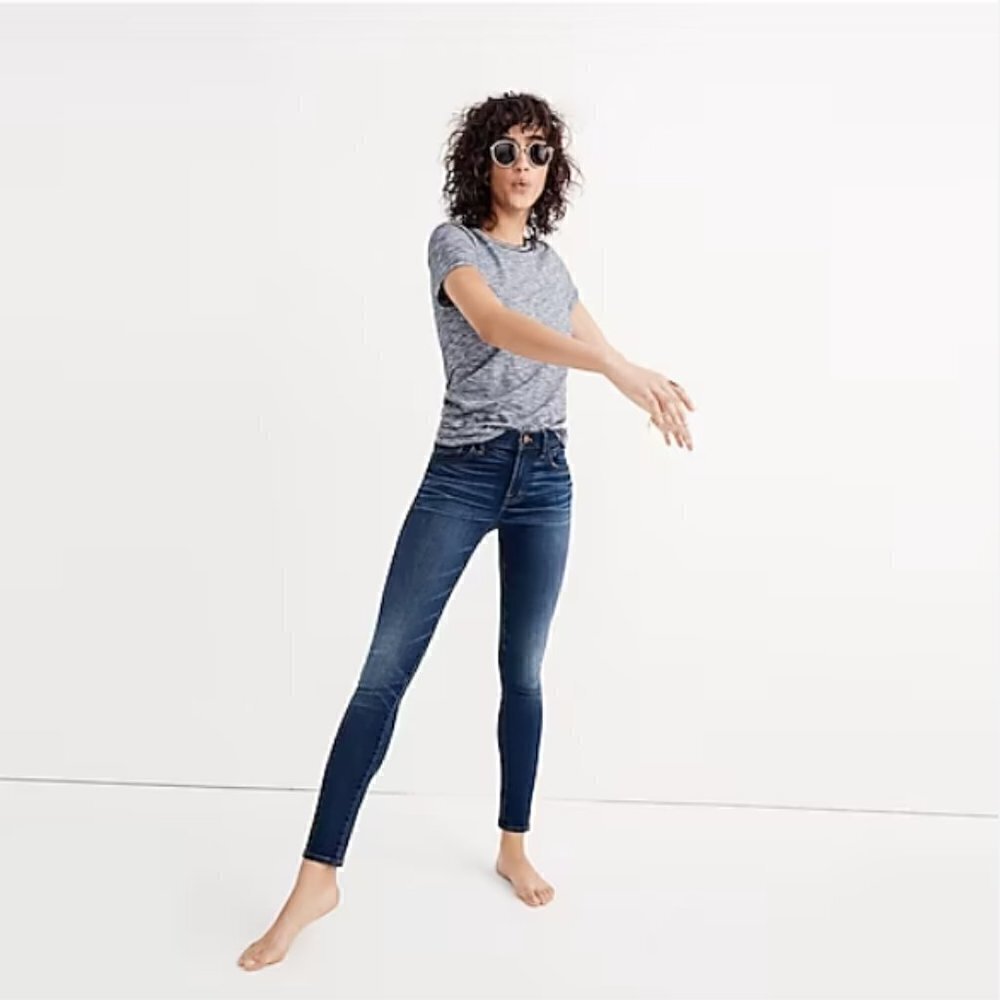 Madewell Tall Dark Blue‎ Wash Roadtripper Skinny Jeans 25